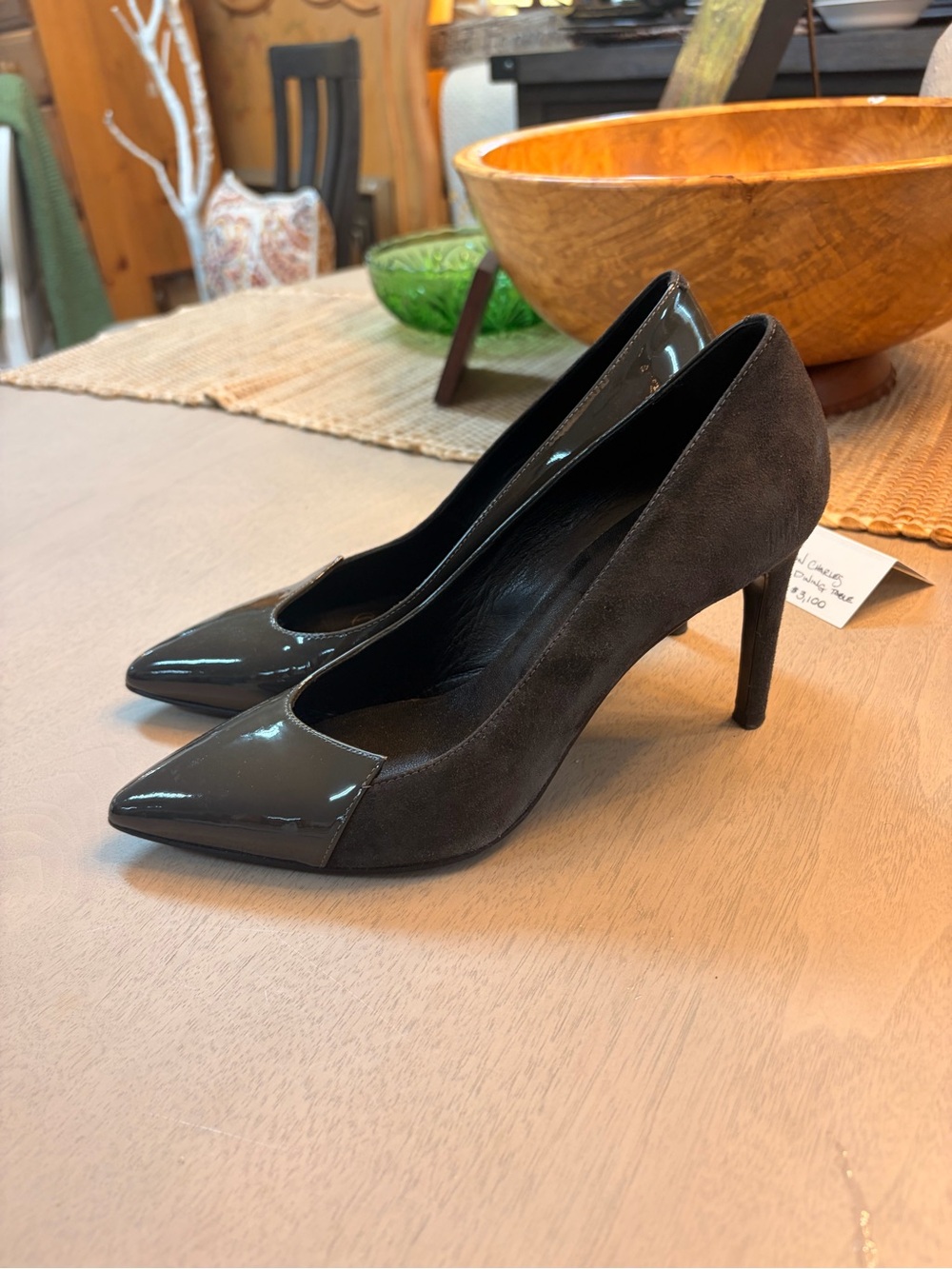 Classic Pointed-Toe Suede & Patent Stiletto Pumps - Black